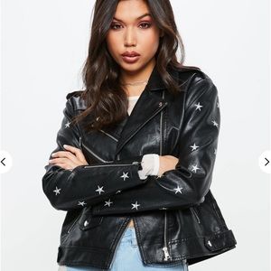 Missguided Black Star Embroidered Jacket